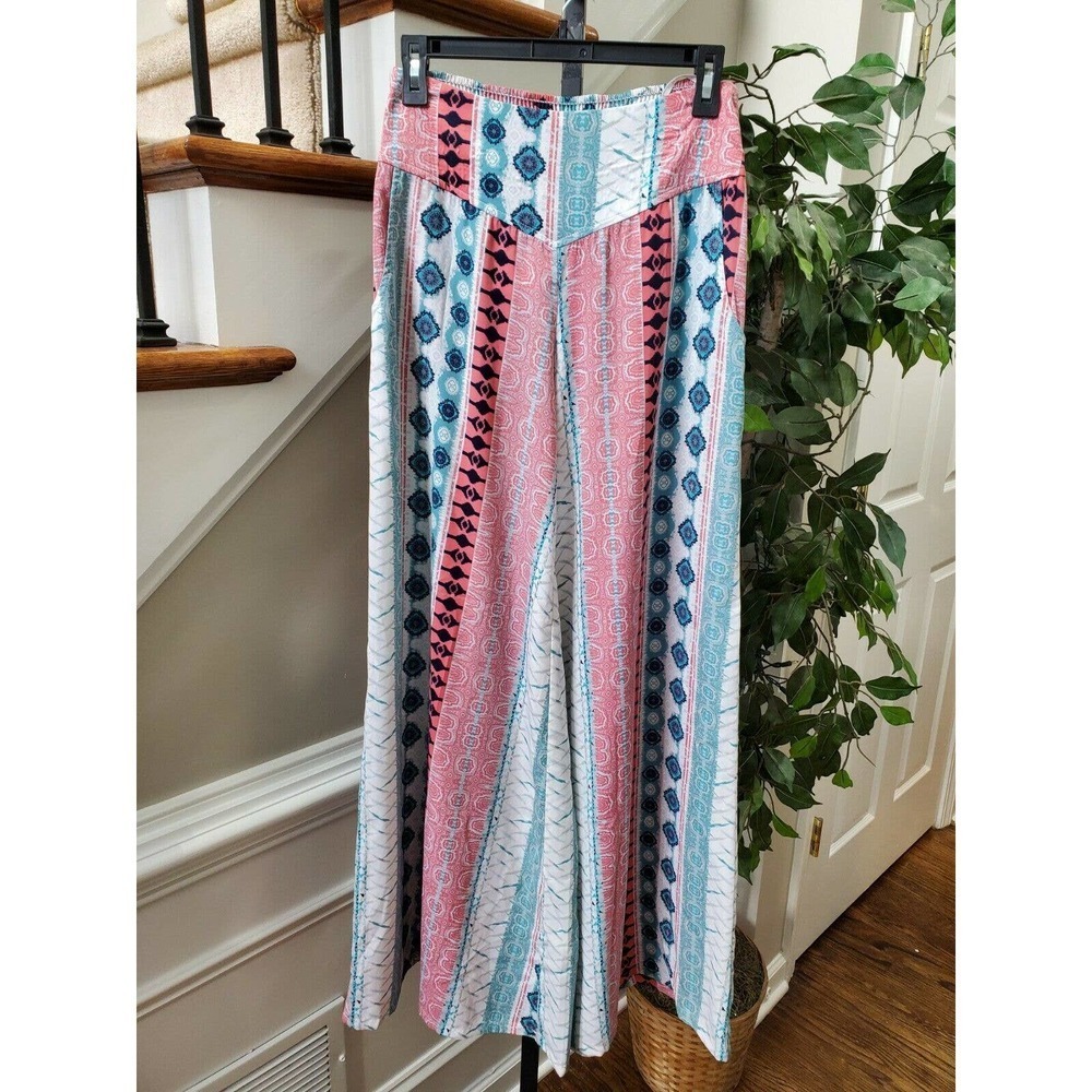 Boutique Voom by Joy Han Multicolor Polyester Wide Legs‎ Casual Pants Size Small